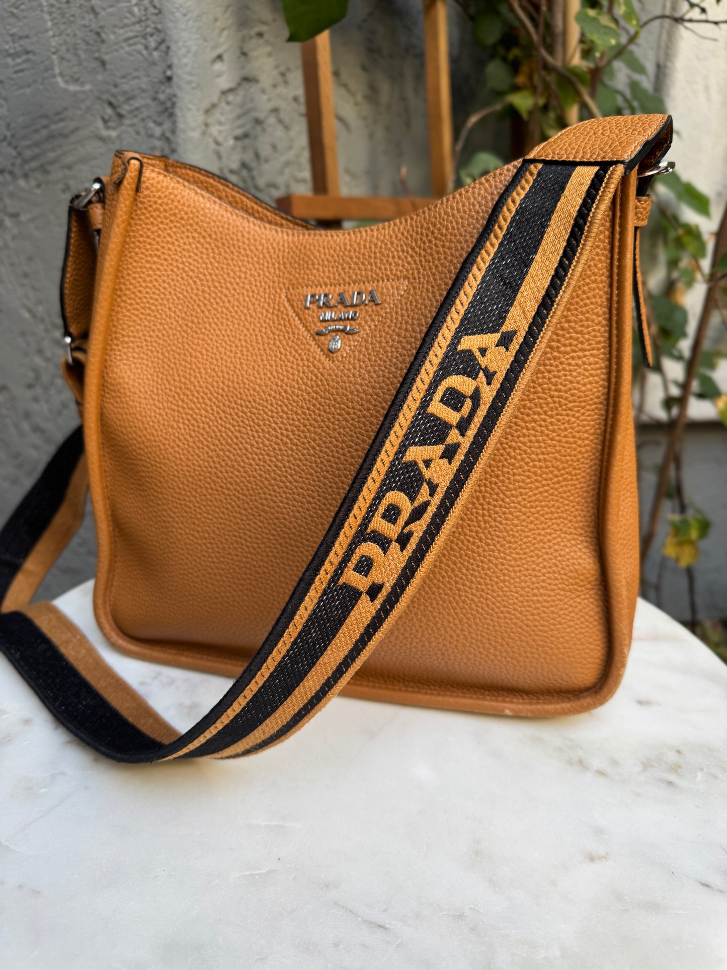 Prada Vitello Daino Hobo Leather Crossbody