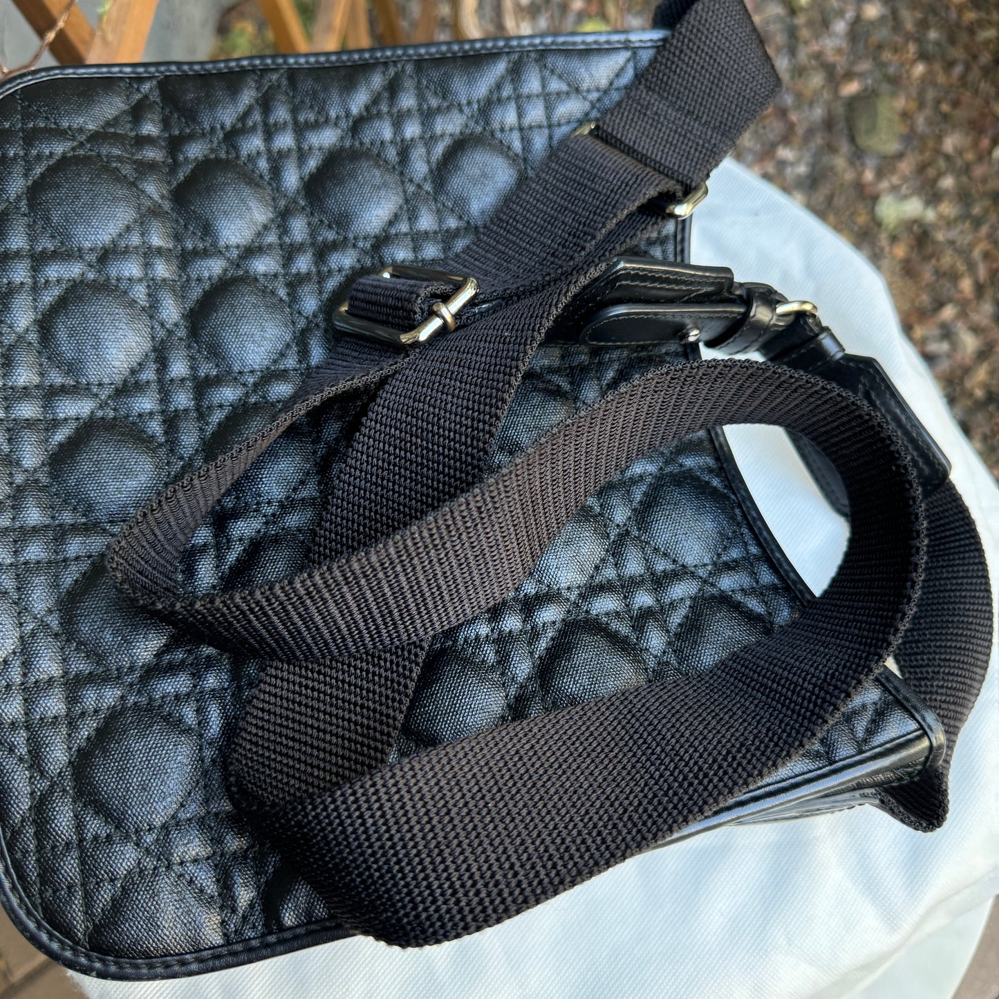 Christian Dior Panarea Cannage Quilt Canvas Crossbody