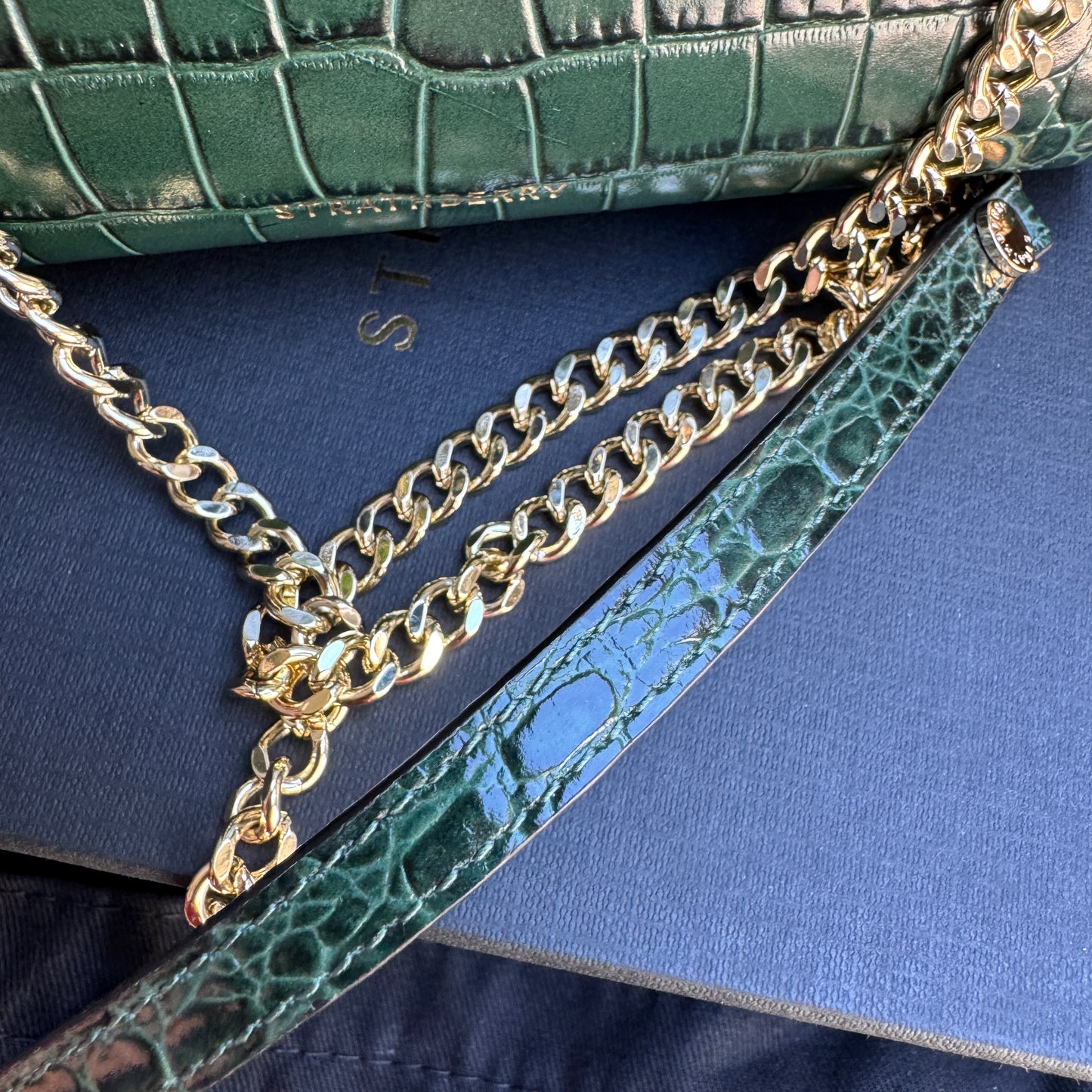 Strathberry Embossed Croc Leather Mini Tote Leather Crossbody