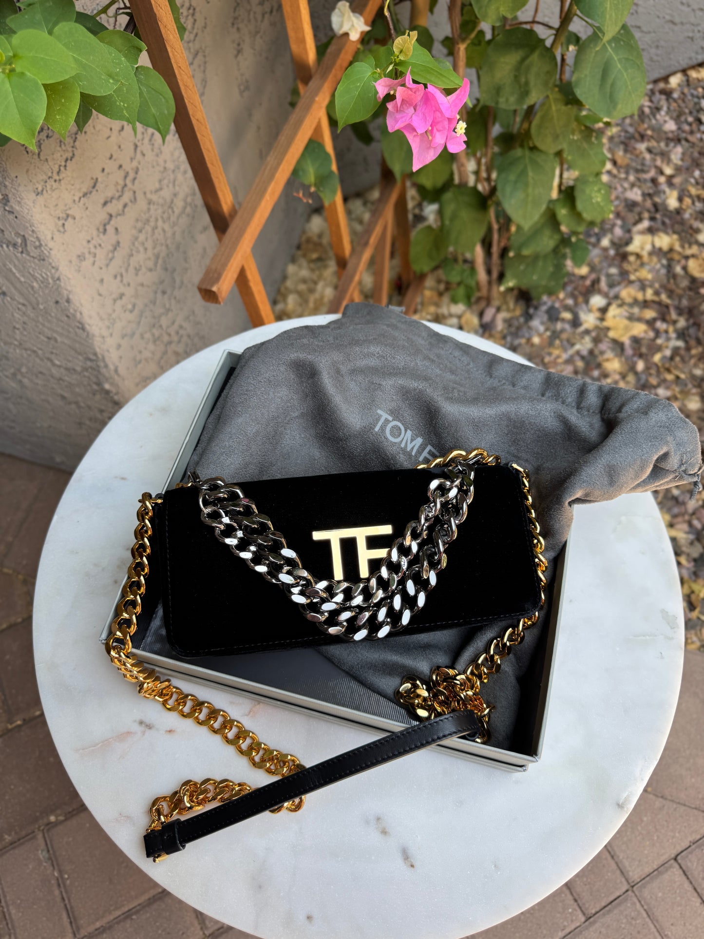 Tom Ford Triple Chain Velvet Crossbody