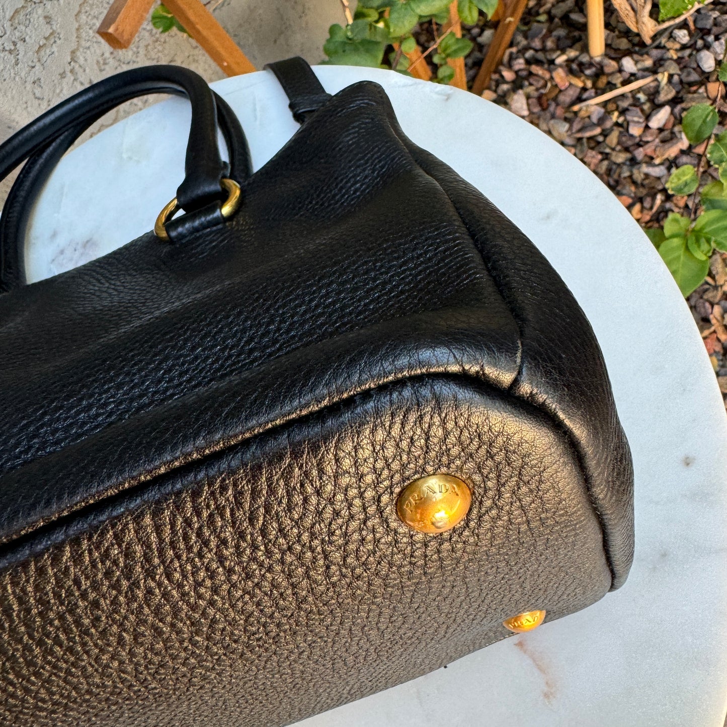 Prada Pebbled Leather Vitello Daino Crossbody