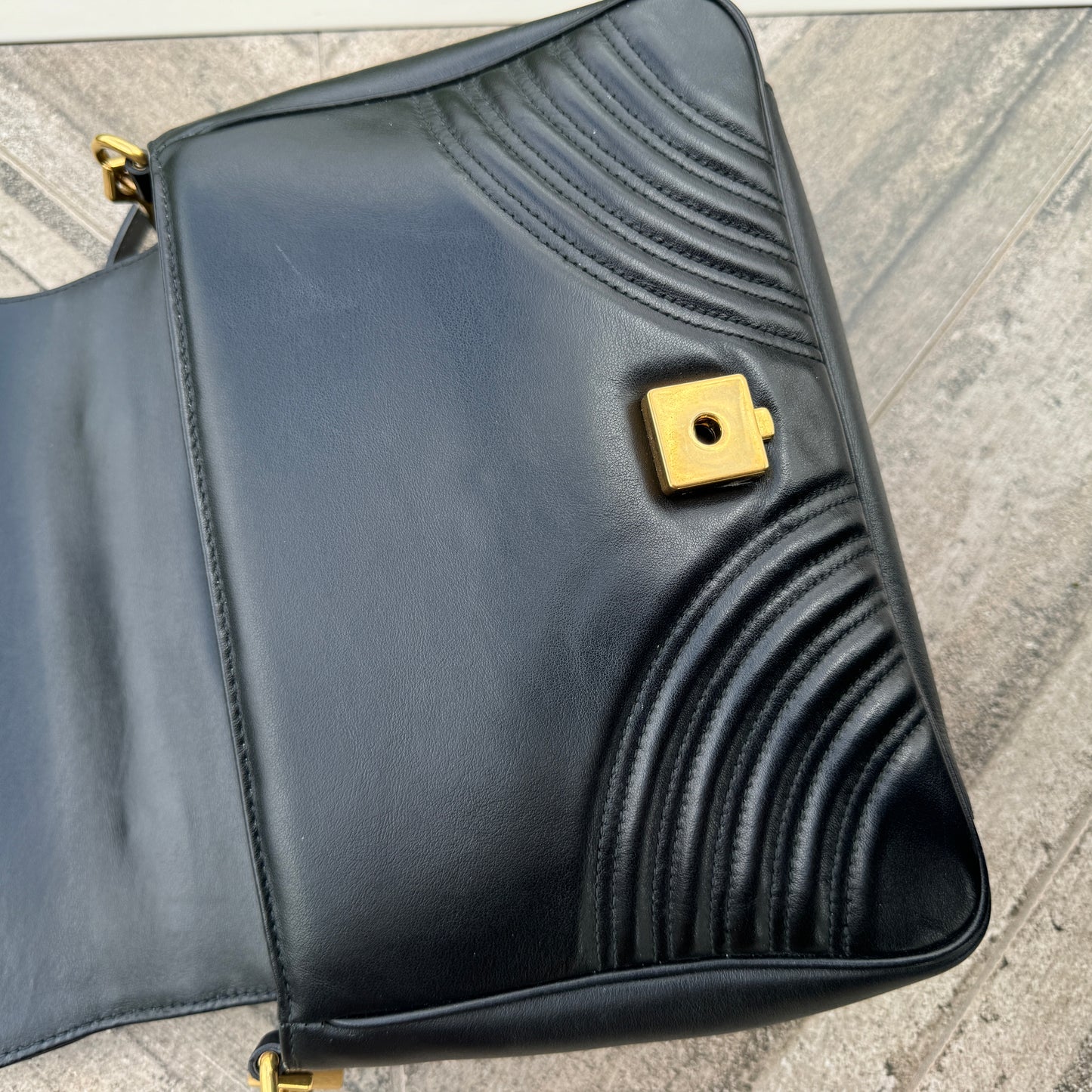 Gucci Calfskin Matelasse Small GG Marmont Flap Shoulder Bag