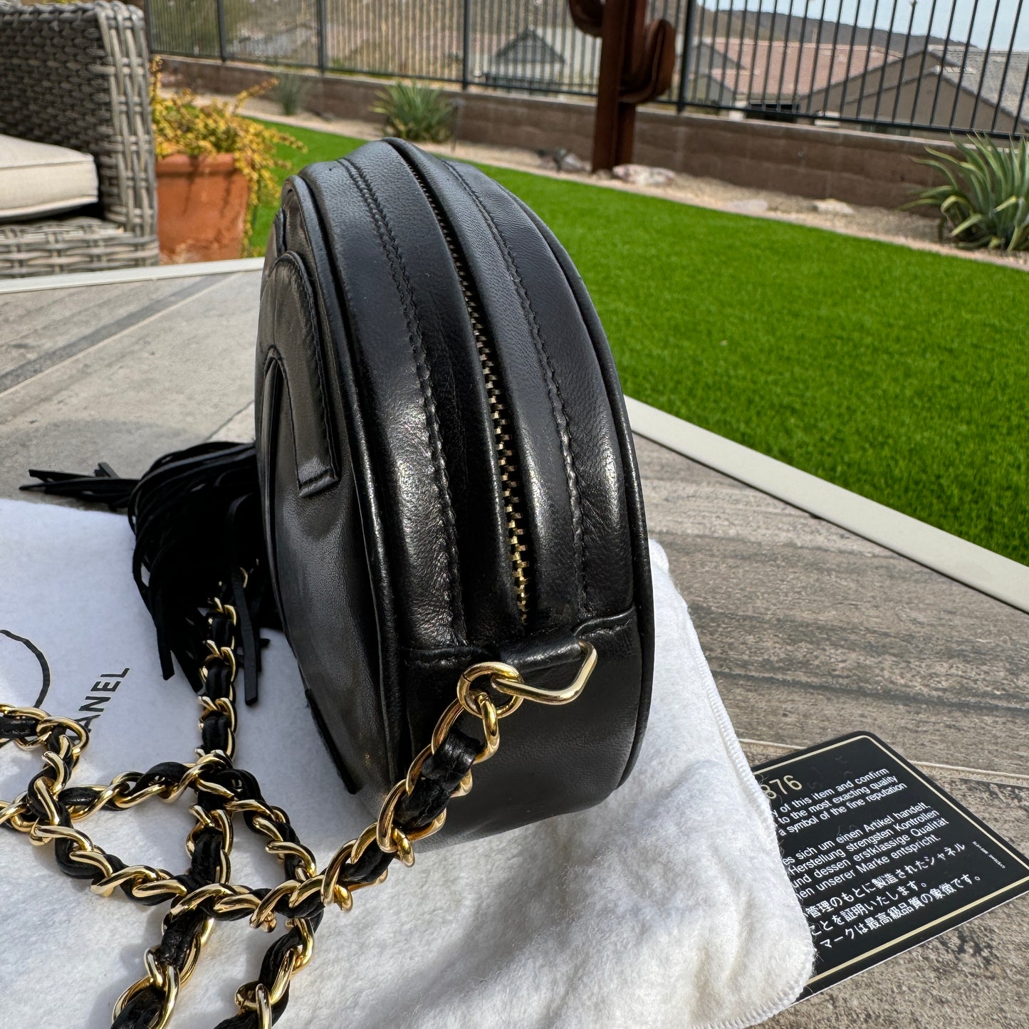 Chanel Vintage CC Tassel Round Lambskin Camera Bag