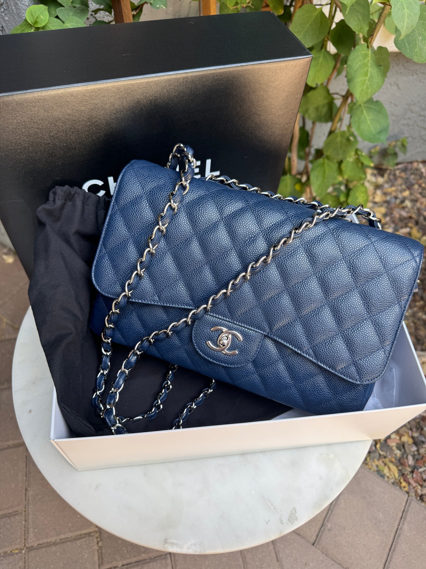 Chanel Jumbo Classic Single Flap Caviar Leather Shoulder Bag