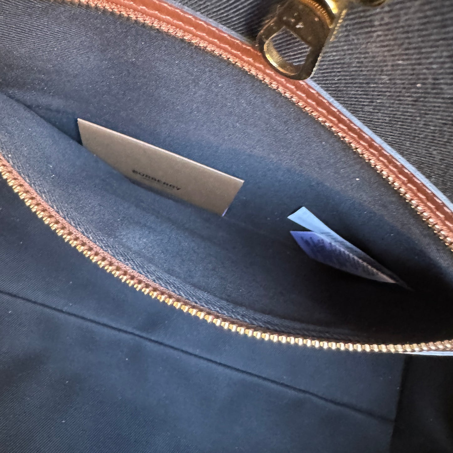 Burberry Dark Birch Brown Check and Leather Medium Tote
