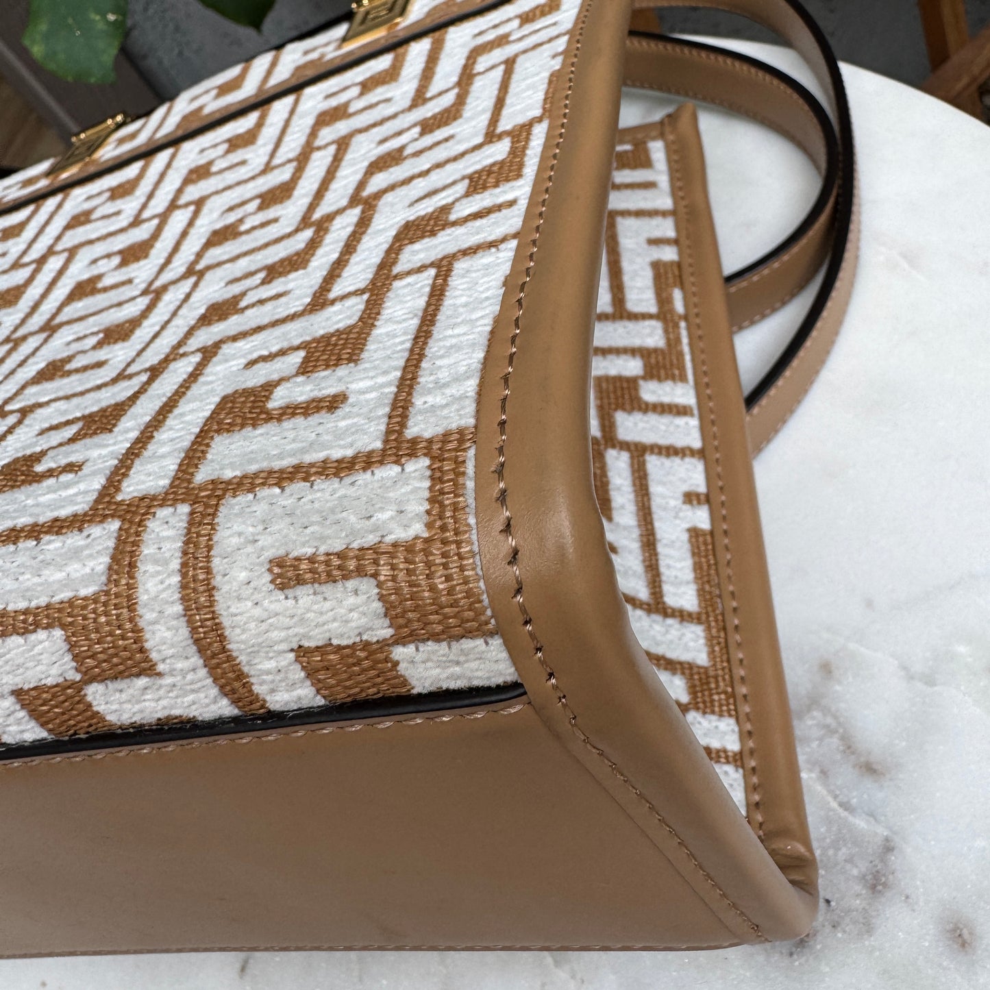 Fendi Small Zucca Monogram Woven Sunshine Shopper Tote