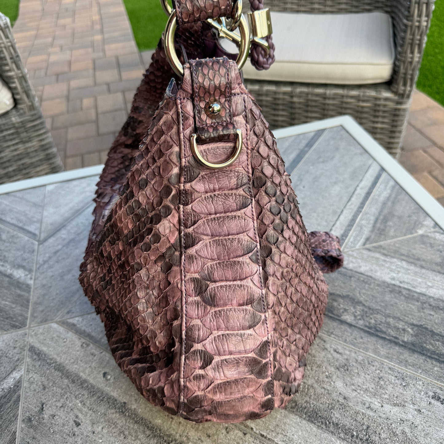 Gucci G Wave Python Hobo