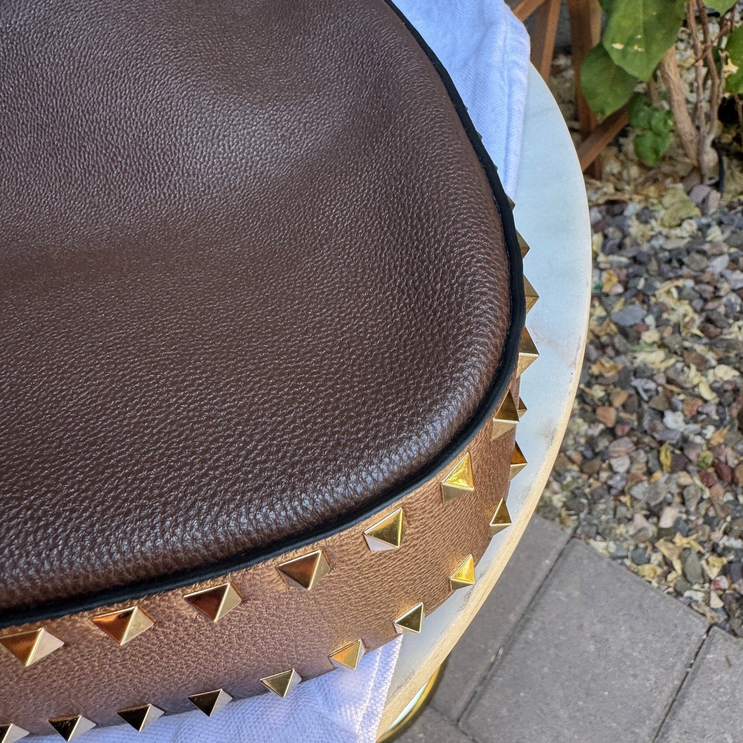 Valentino Garavani Rockstud Leather Hobo Bag