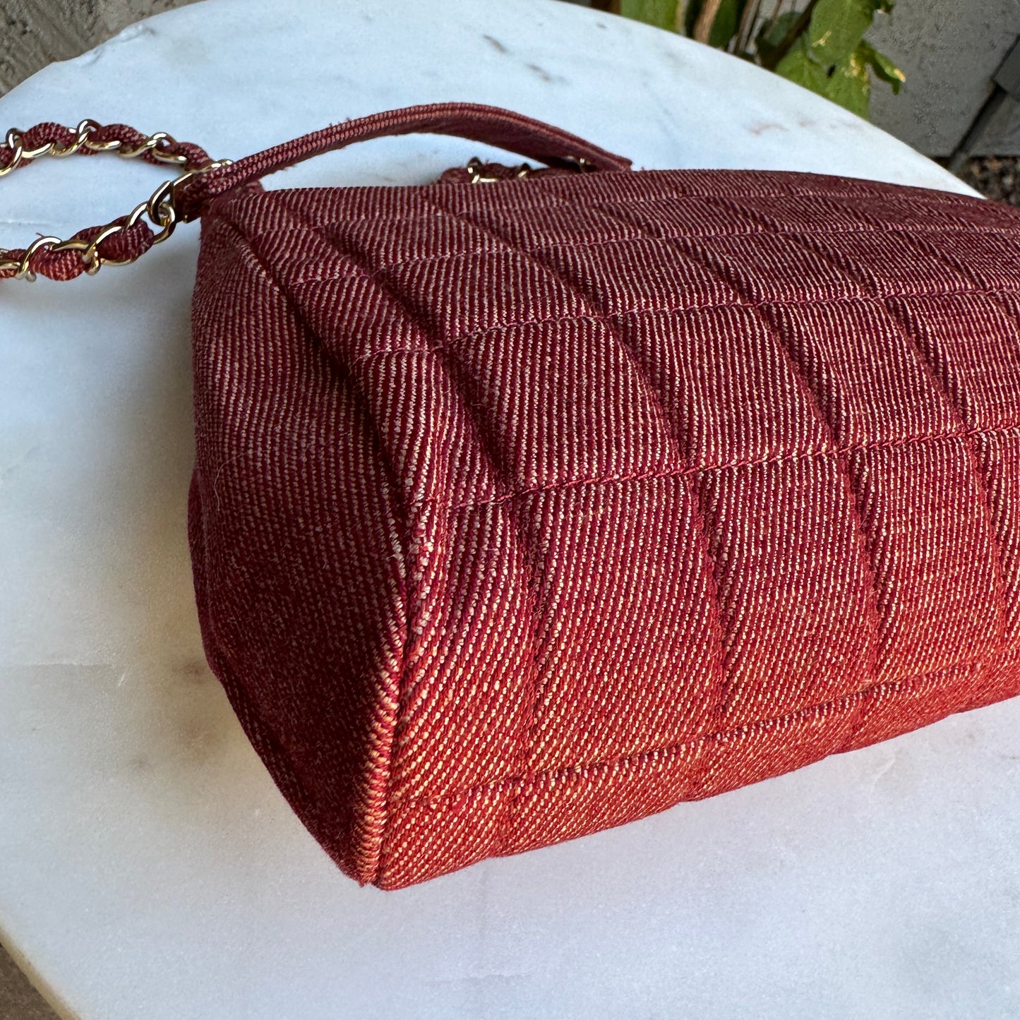 Chanel Vintage Denim Chocolate Bar Quilt Single Flap Shoulder Bag