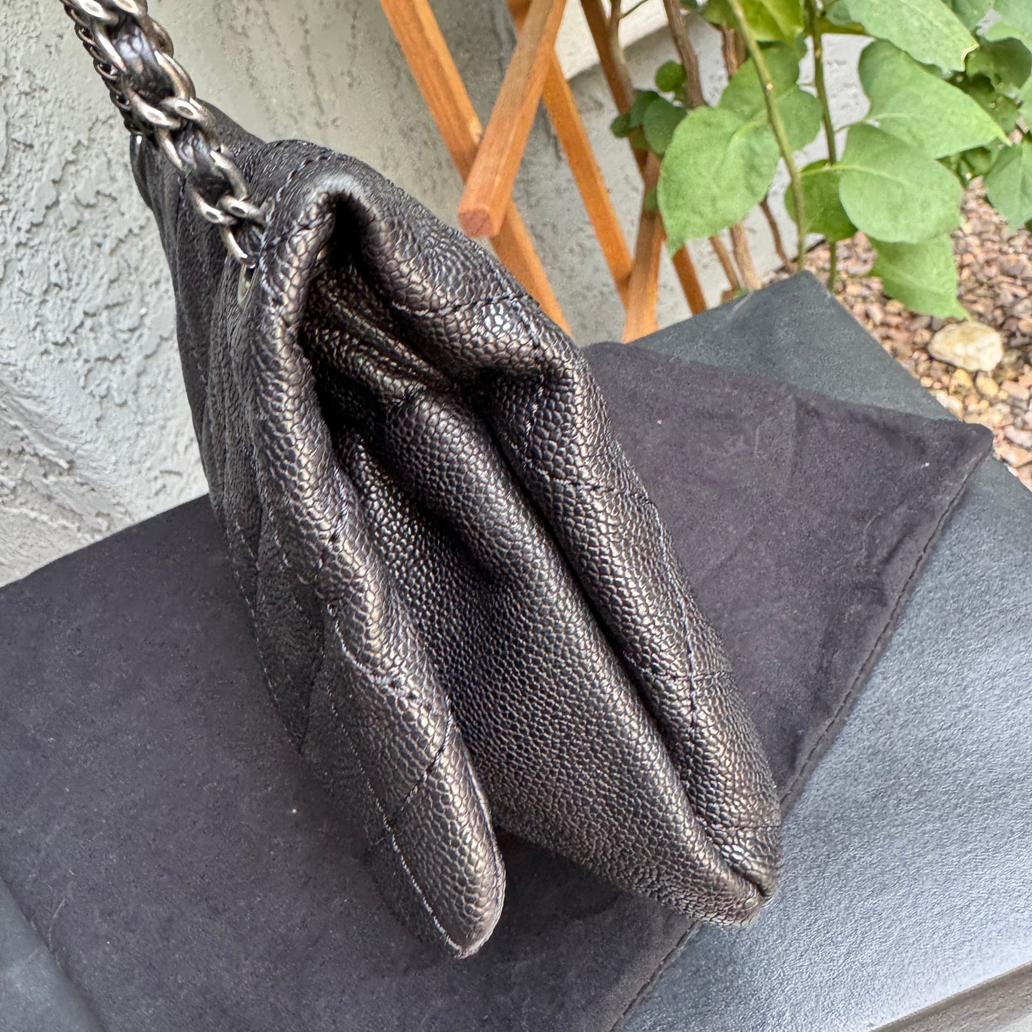 Chanel Shiny Caviar Quilted Elastic Flap Shoulder Bag