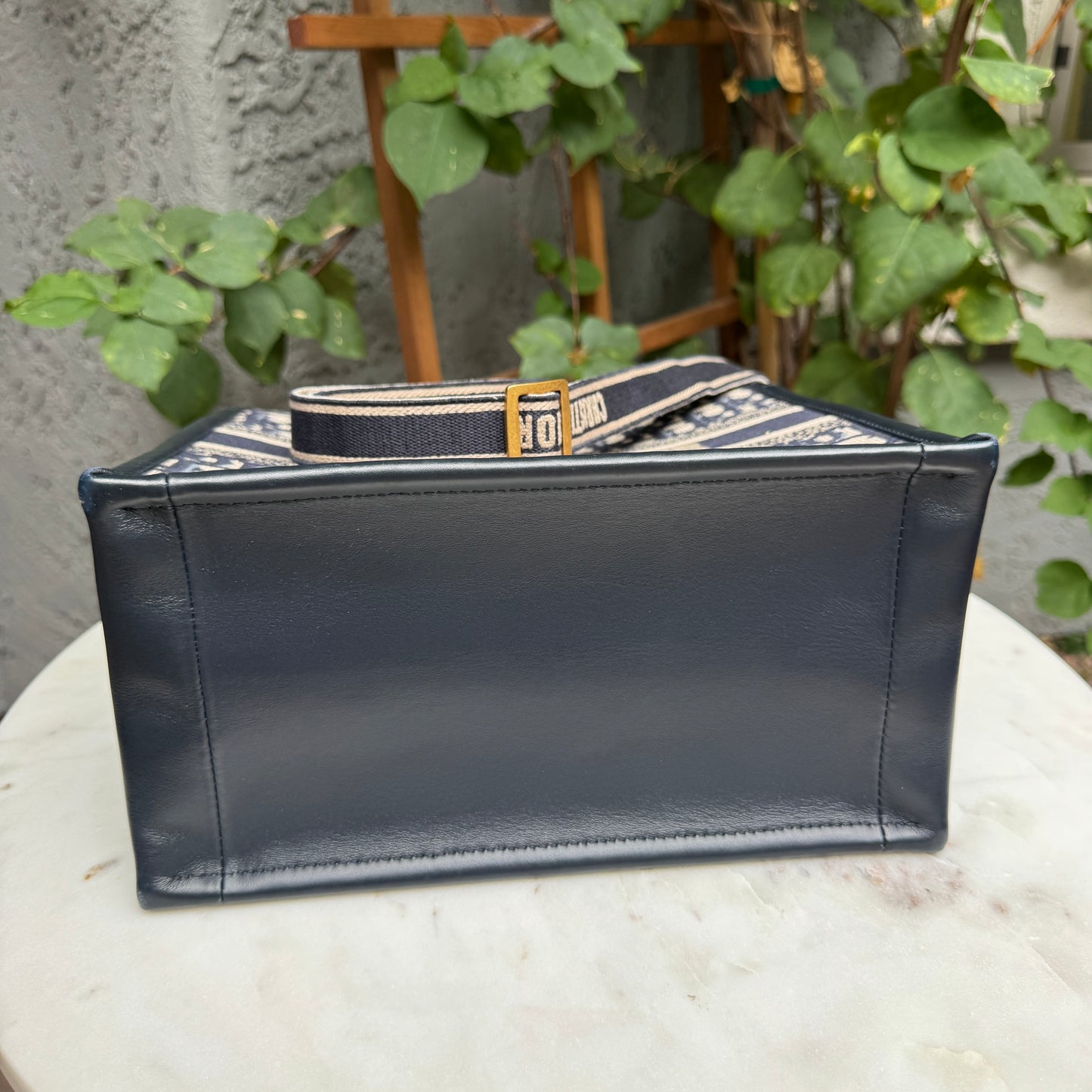 Christian Dior Oblique Embroidery and Calfskin Small Book Tote