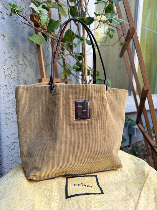 Fendi Vintage Corduroy Tote