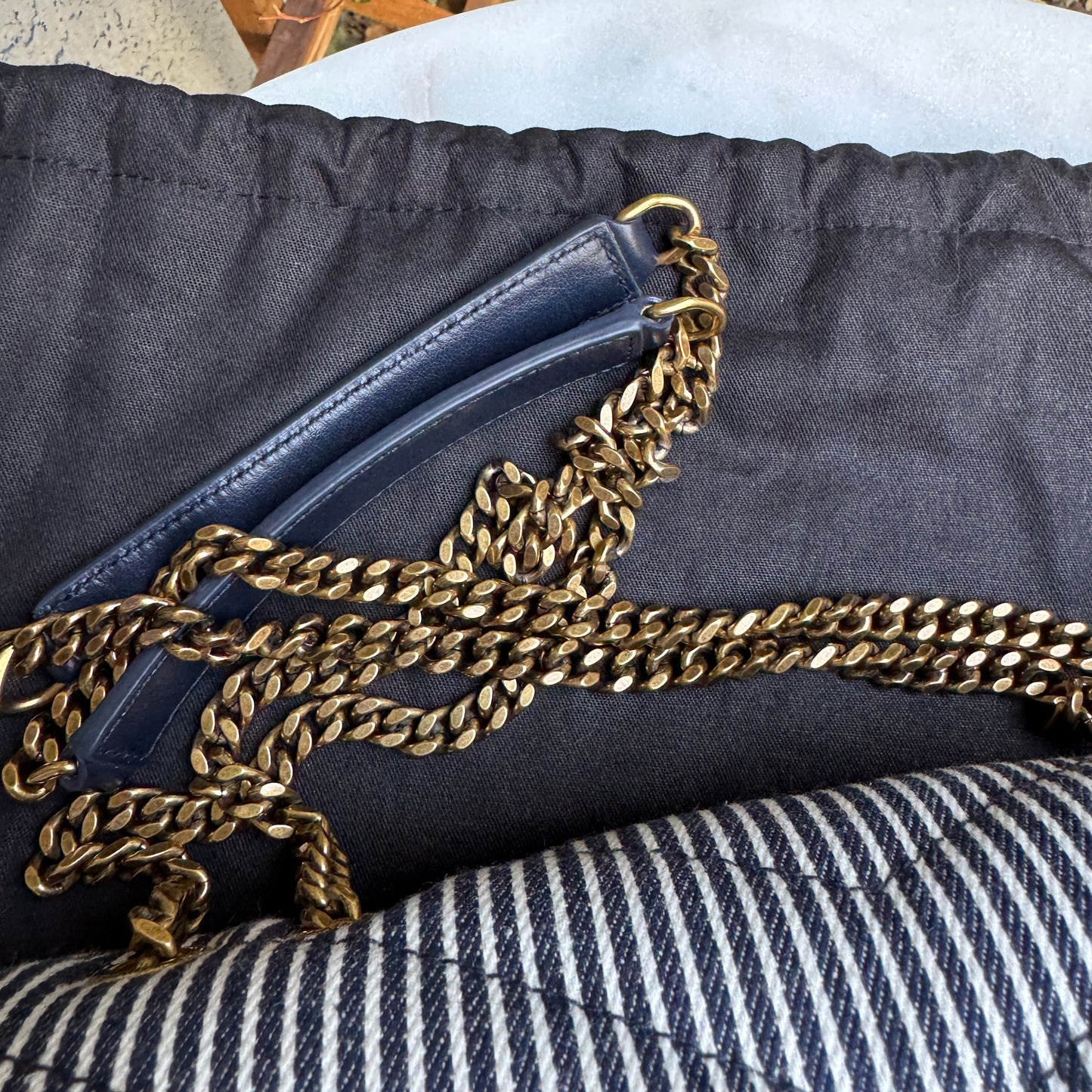 Saint Laurent Small Loulou Striped Chain Crossbody