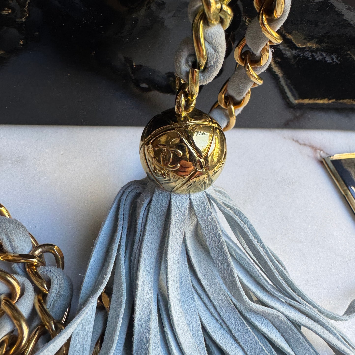 Chanel Vintage Suede Quilted Camera Shoulder Bag