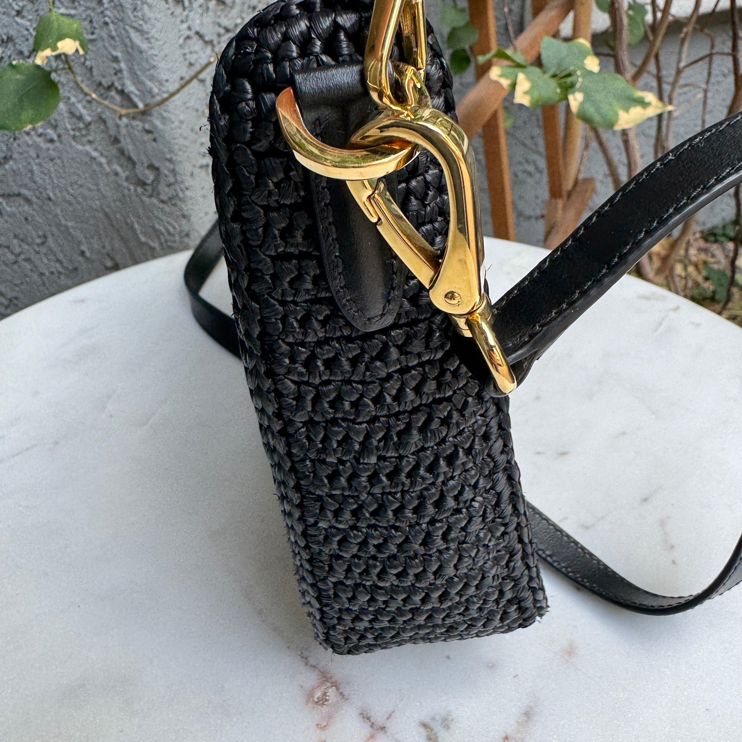 Prada Re-Edition Mini Crochet Raffia Crossbody Bag
