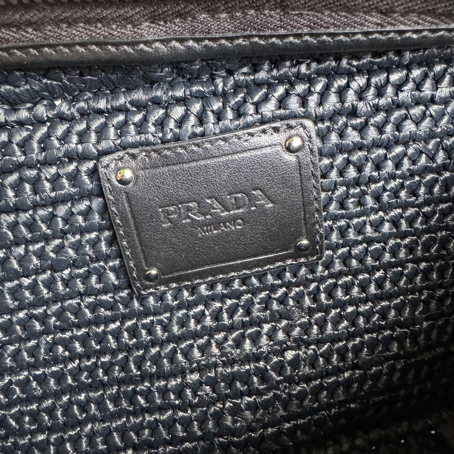 Prada Crochet Raffia Brique Crossbody