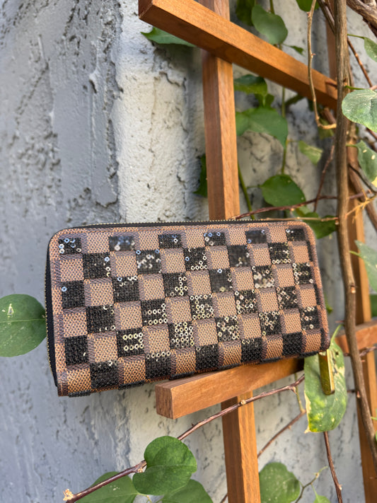 Louis Vuitton Damier Ebene Paillettes Zippy Wallet