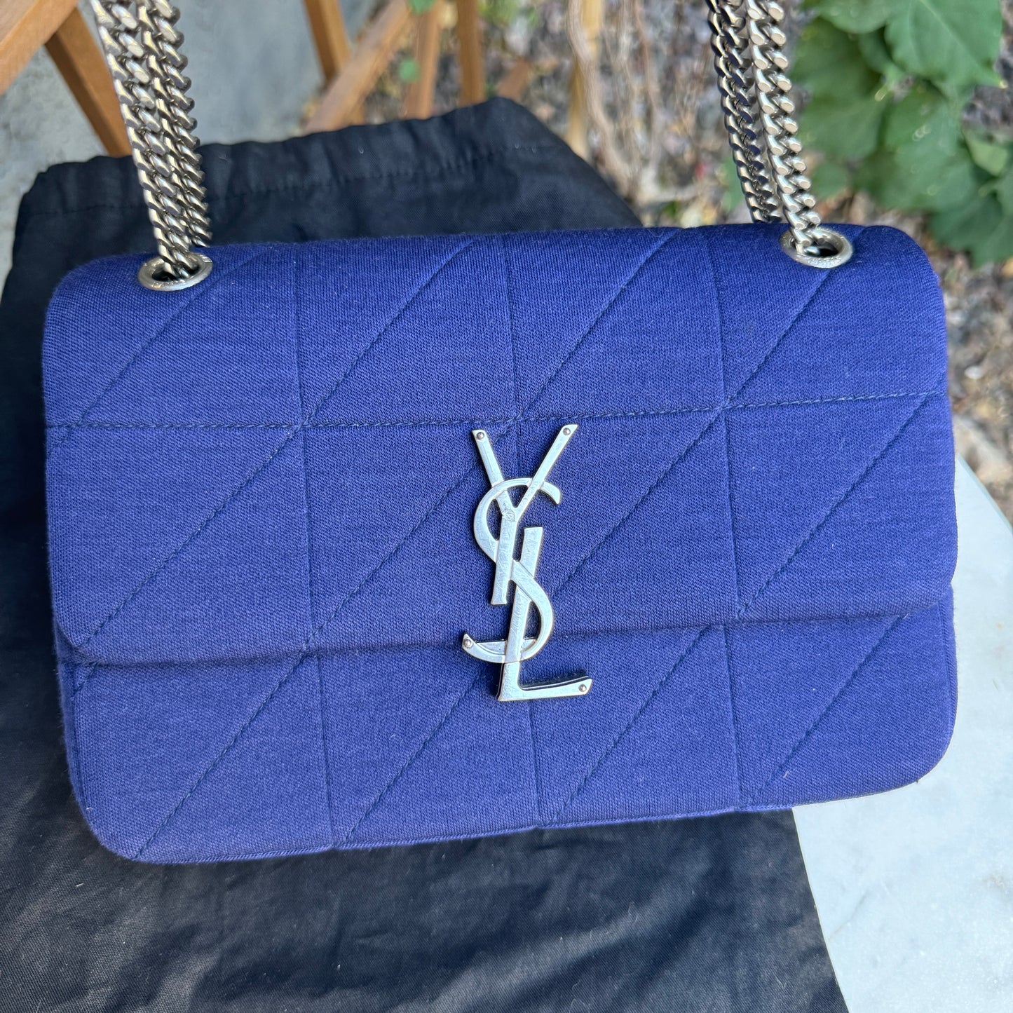 Saint Laurent Jamie Medium Jersey Wool Patchwork Crossbody
