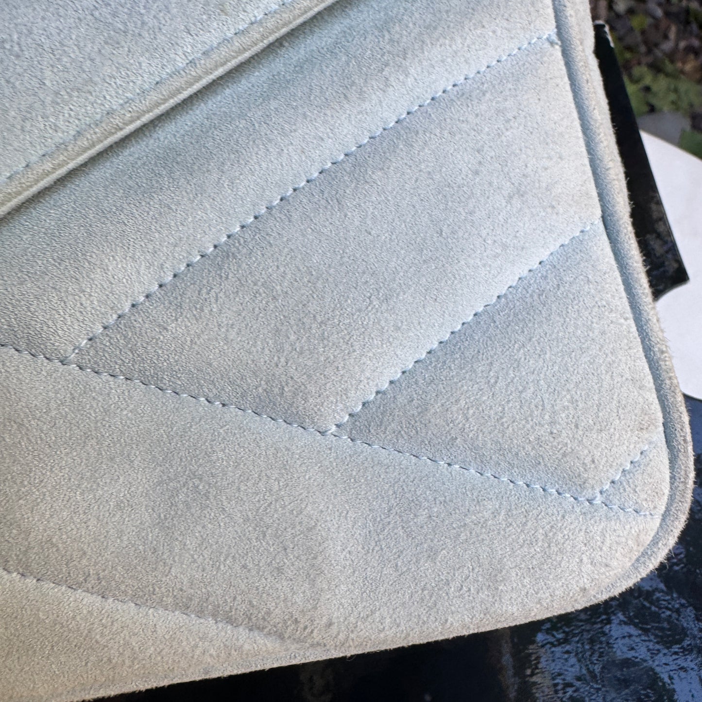 Chanel Vintage Suede Quilted Camera Shoulder Bag