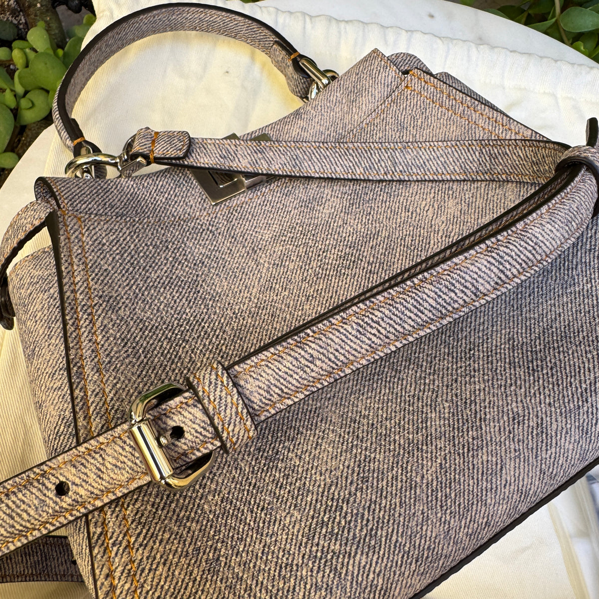 Fendi Denim Effect Leather Mini Peekaboo