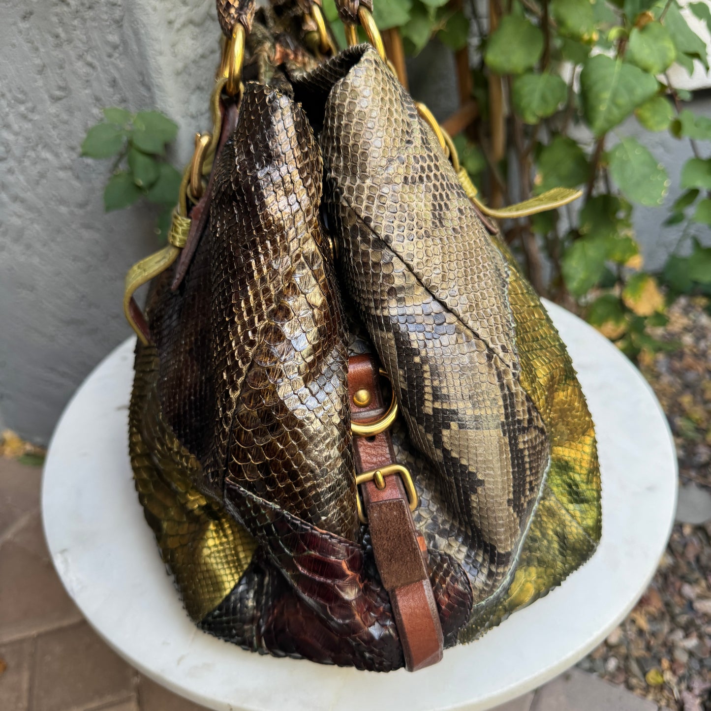 Prada Coccodrillo & Vitello Trimmed Pitone Patch Tote