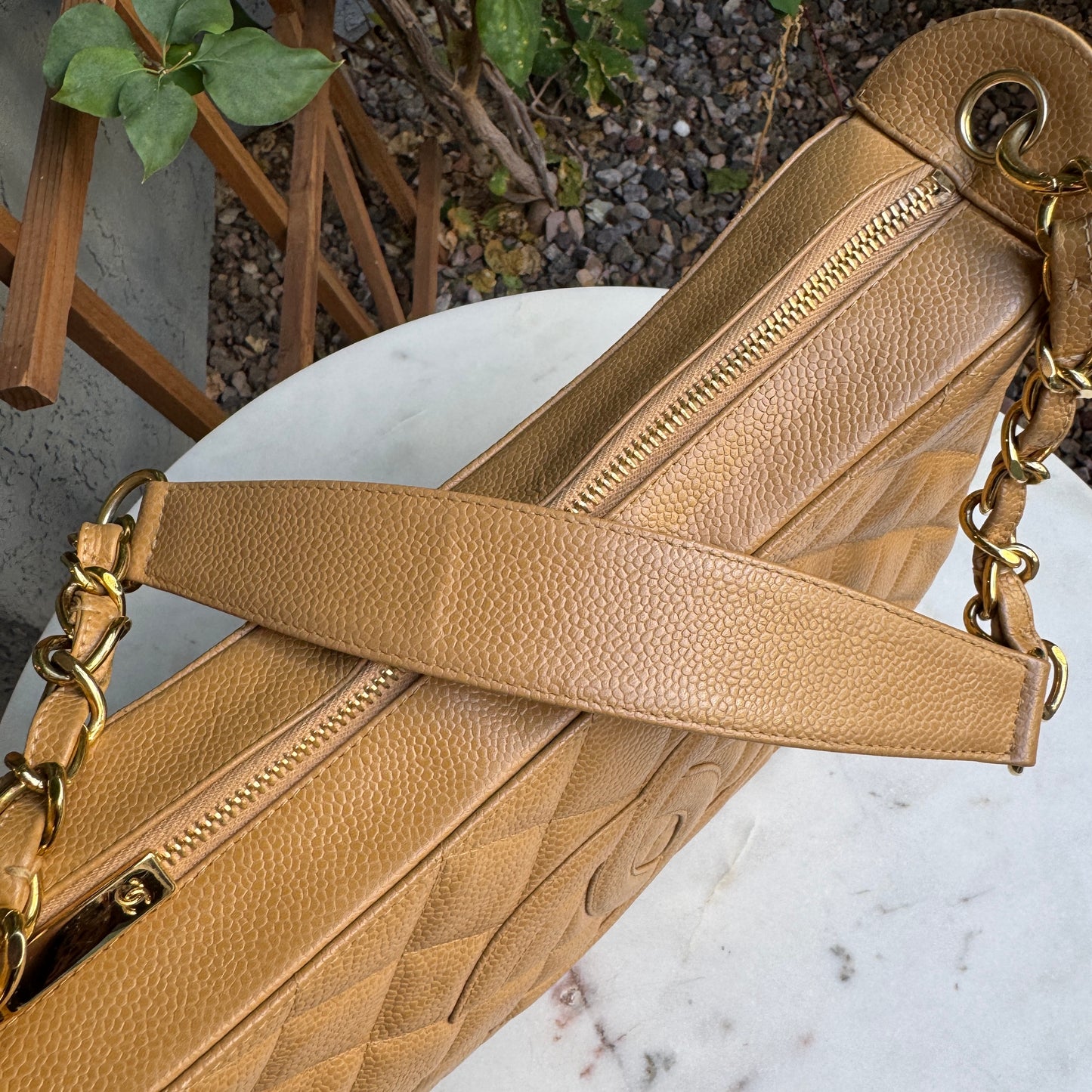 Chanel Timeless CC Quilted Caviar Leather Crescent Hobo Shoulder Bag