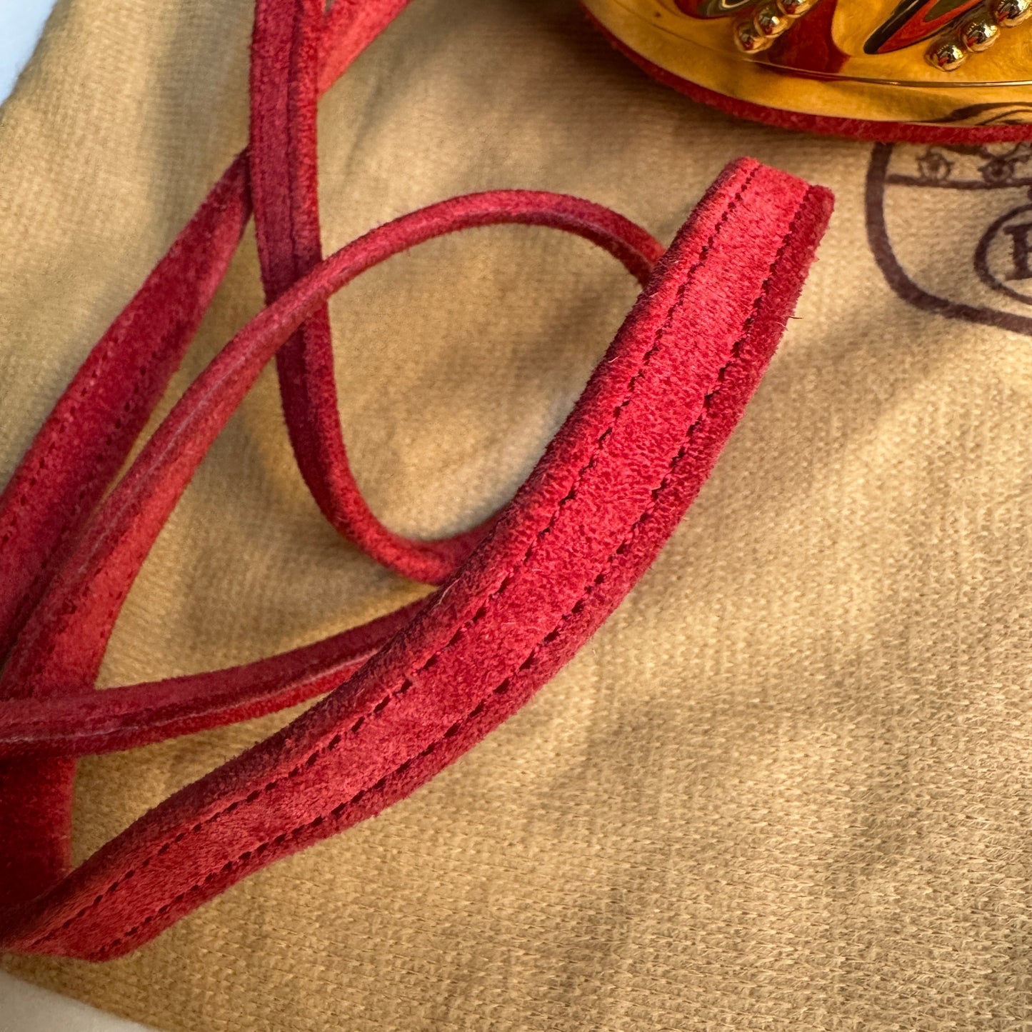 Hermès Oursin Minaudière Pochette Doblis Suede Leather Shoulder Bag