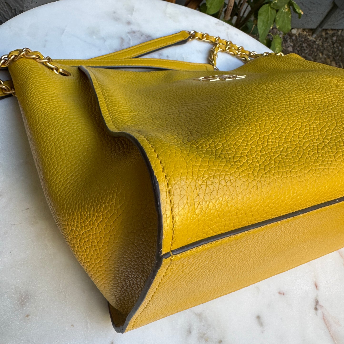 Tory Burch Britten Slouchy Chain Pebbled Leather Shoulder Bag