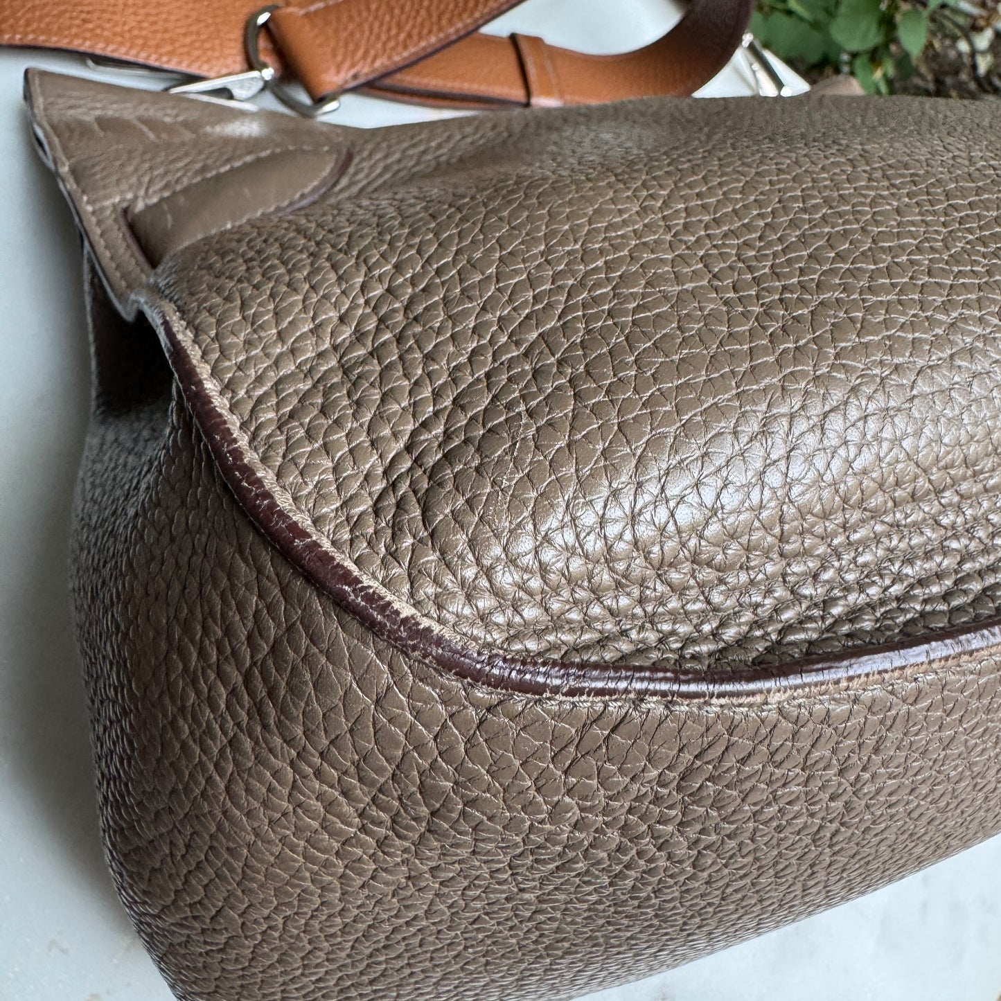 Hermès Jypsiere 34 Bicolor Pebbled Clemence Leather Crossbody