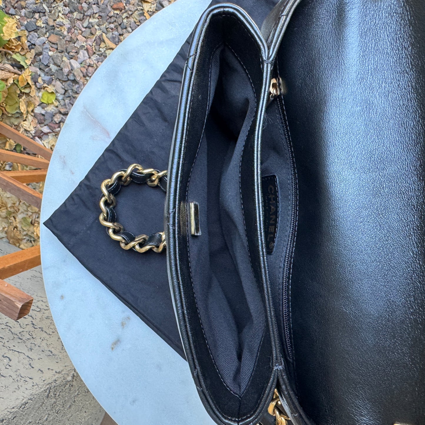 Chanel CC Bar Chain Handle Single Flap Quilted Lambskin Crossbody