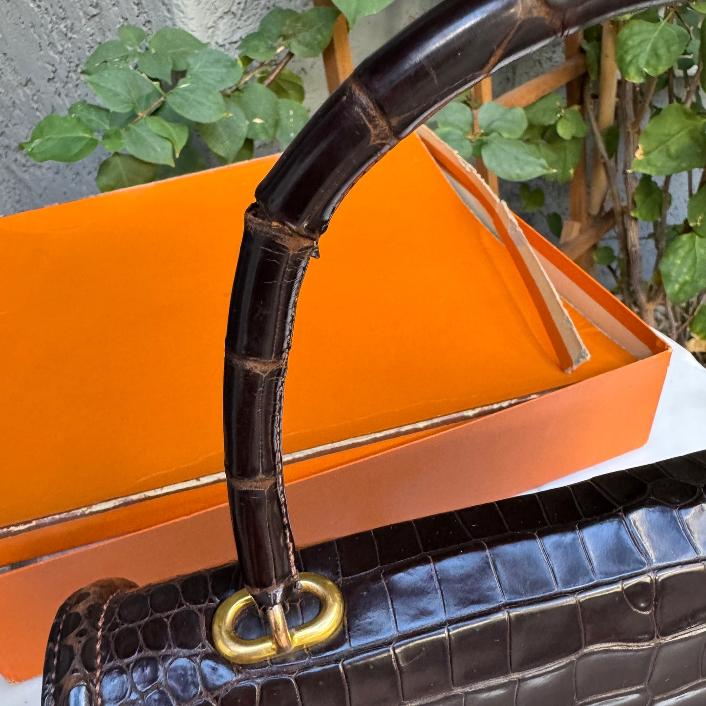Hermès Vintage Shiny Crocodile Sac Chaine d'Ancre Top Handle Accordion Bag