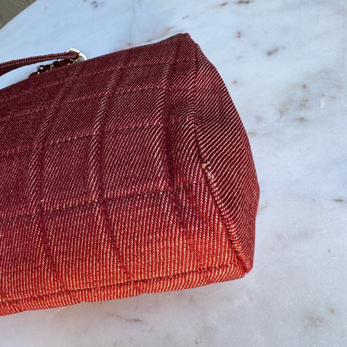 Chanel Vintage Denim Chocolate Bar Quilt Single Flap Shoulder Bag