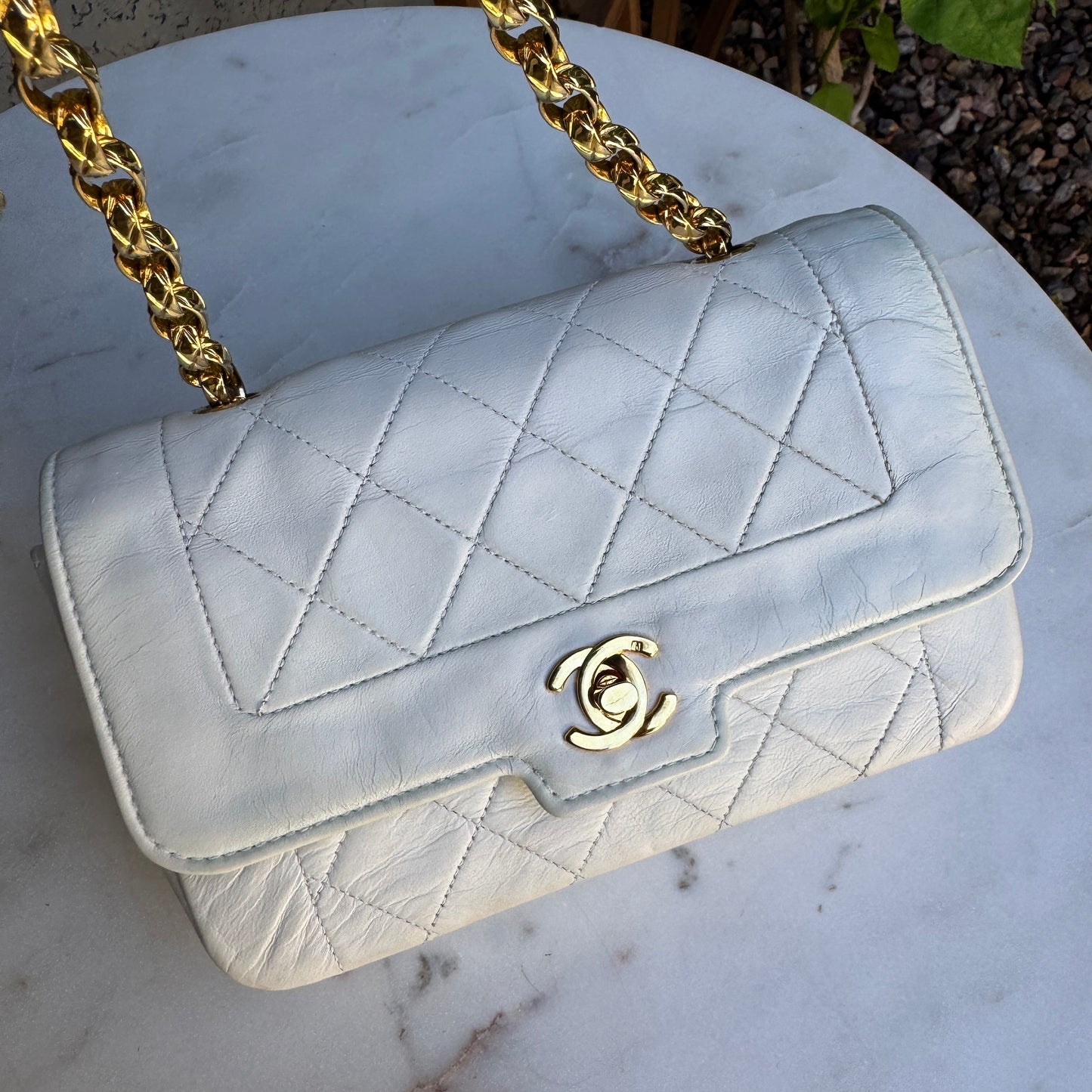 Chanel Diana Vintage Quilted Lambskin Small Single Flap Shoulder Bag