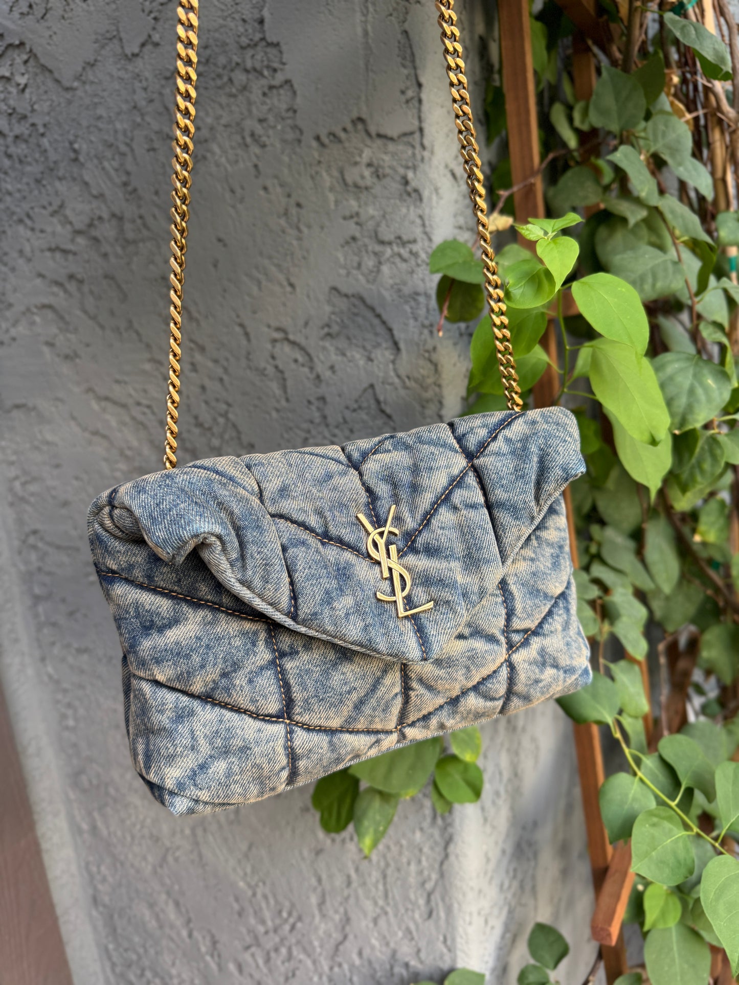 Saint Laurent Denim Toy LouLou Puffer Crossbody