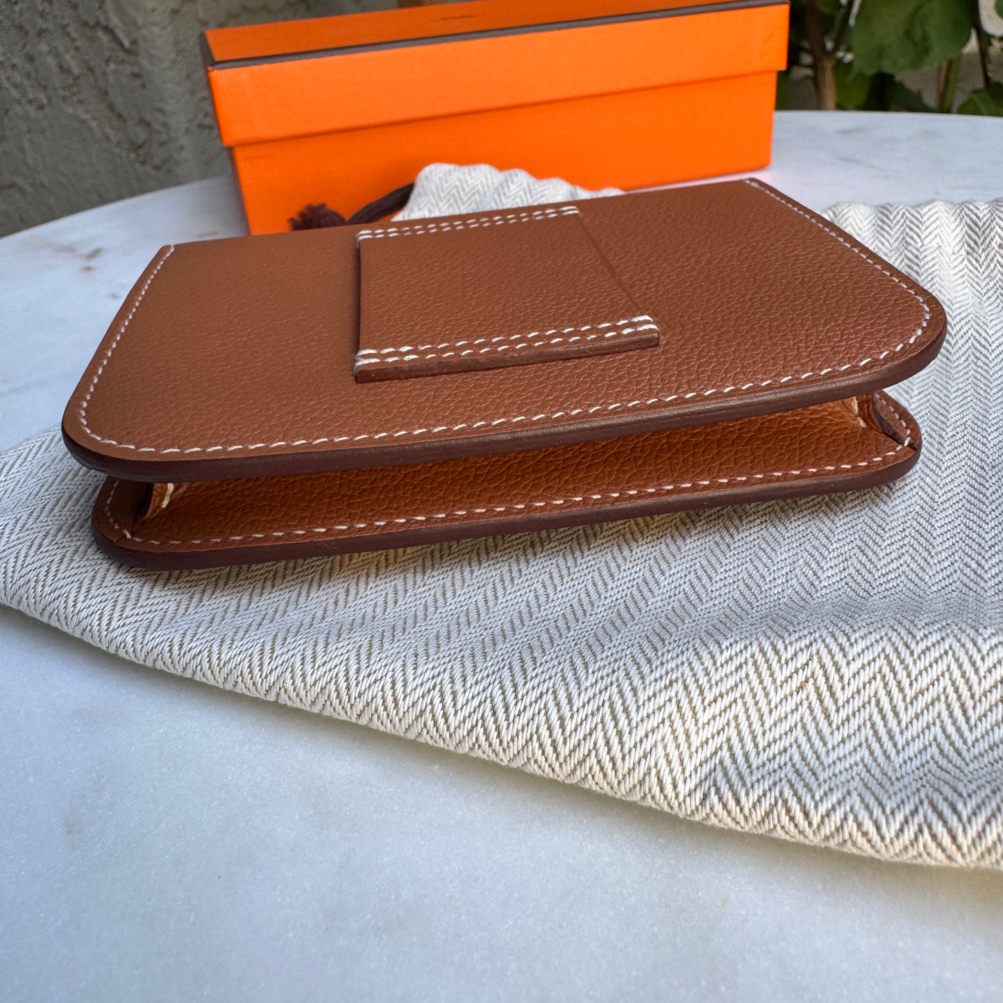 Hermès Gold Evercolor Leather Constance Slim Belt Bag Wallet