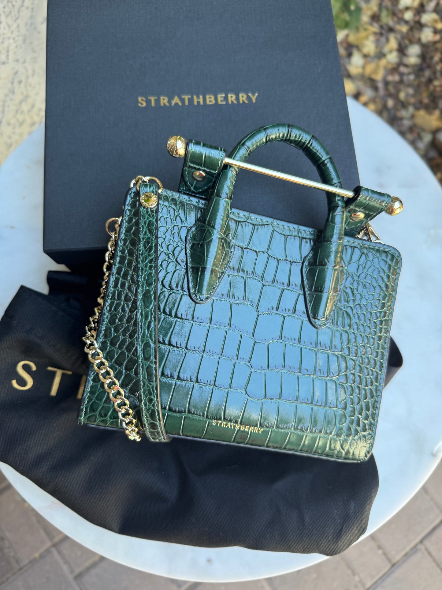 Strathberry Embossed Croc Leather Mini Tote Leather Crossbody