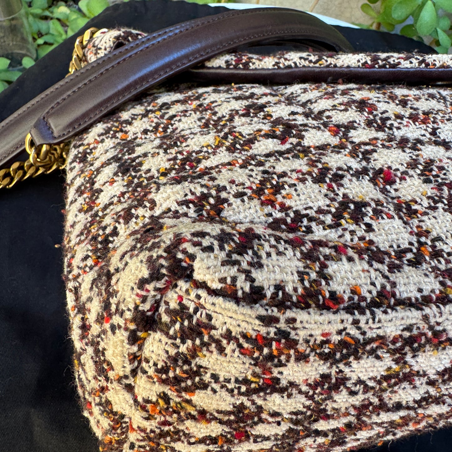 Saint Laurent Tweed Loulou Monogram Puffer Shoulder Bag