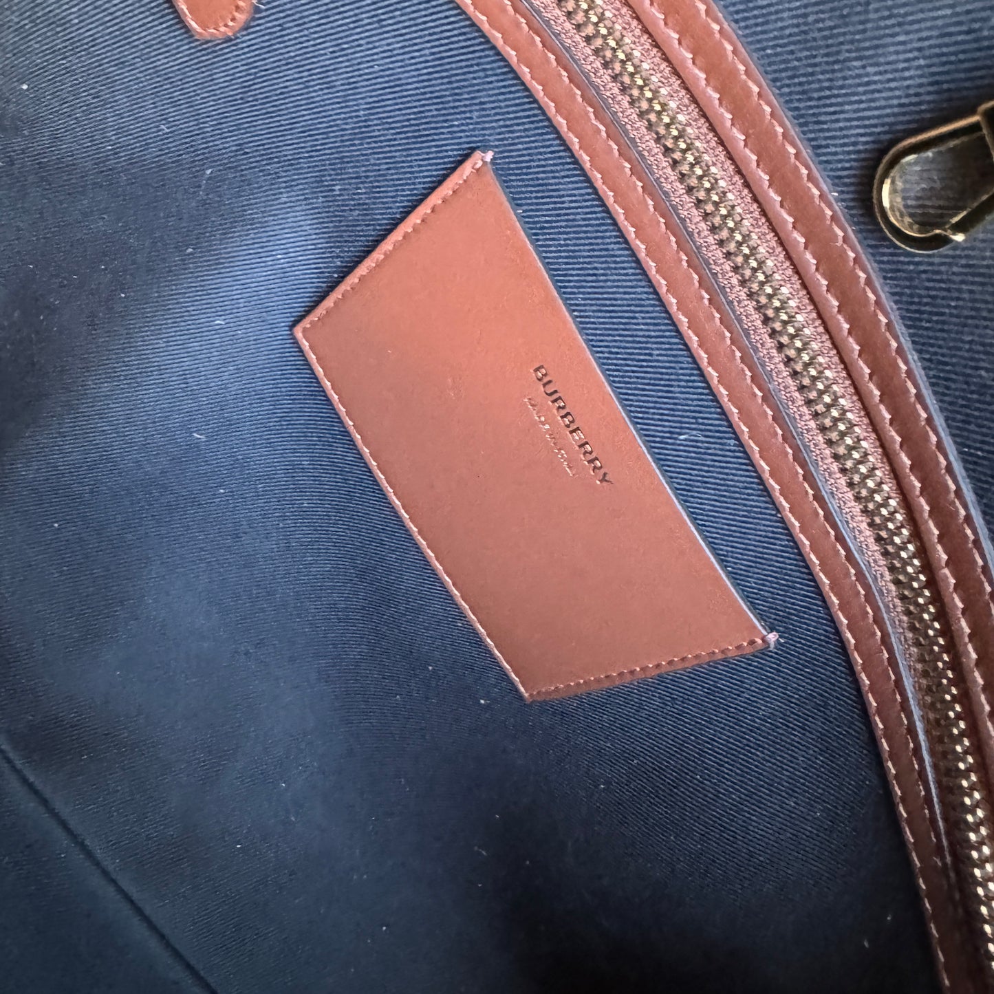 Burberry Dark Birch Brown Check and Leather Medium Tote