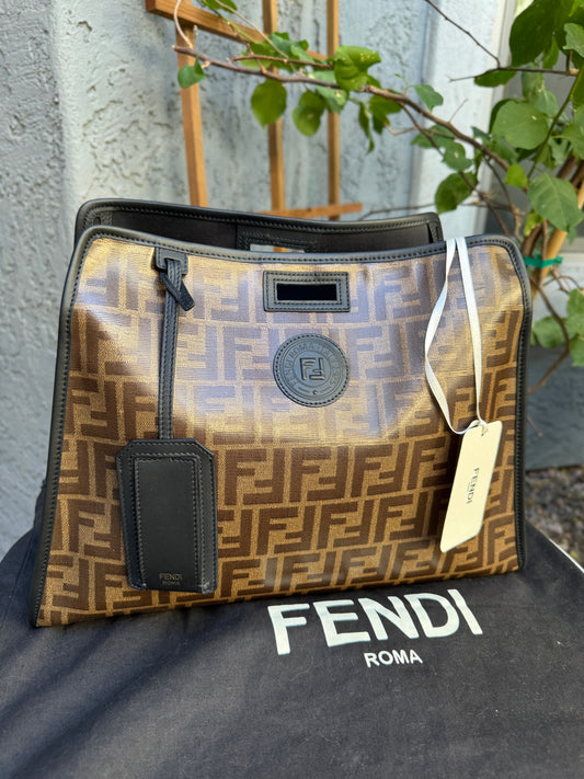 Fendi Zucca Monogram Coated Canvas and Leather Peekaboo Defender