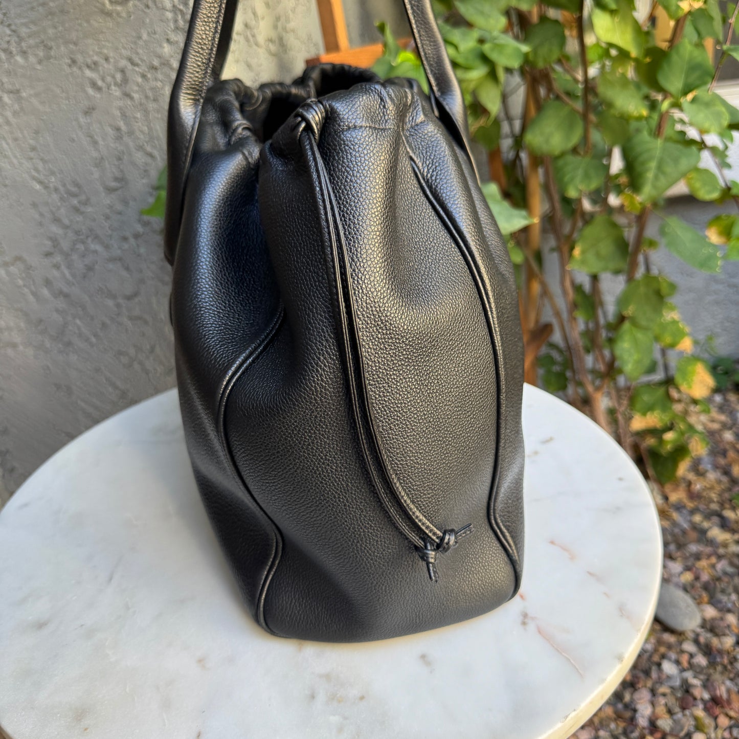 Celine Pebbled Calf Leather Cabas Drawstring Cuir Triomphe Tote