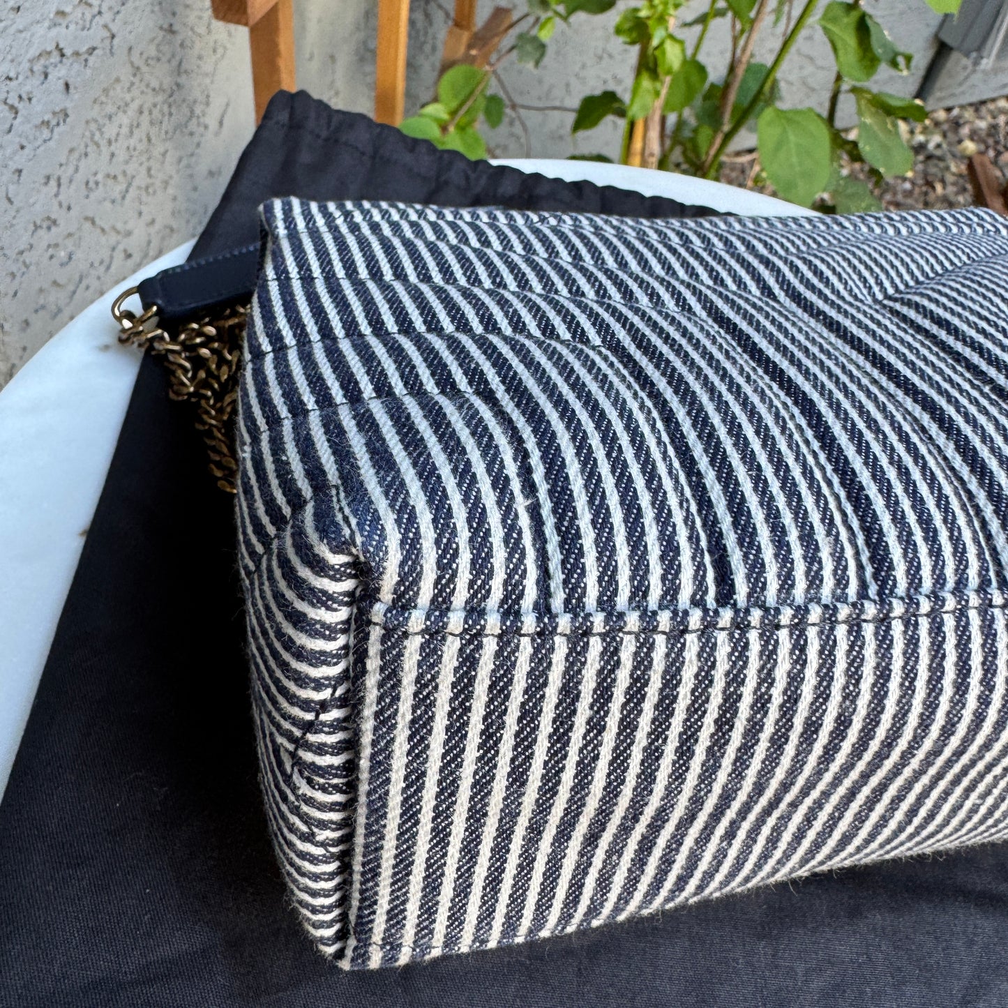 Saint Laurent Small Loulou Striped Chain Crossbody