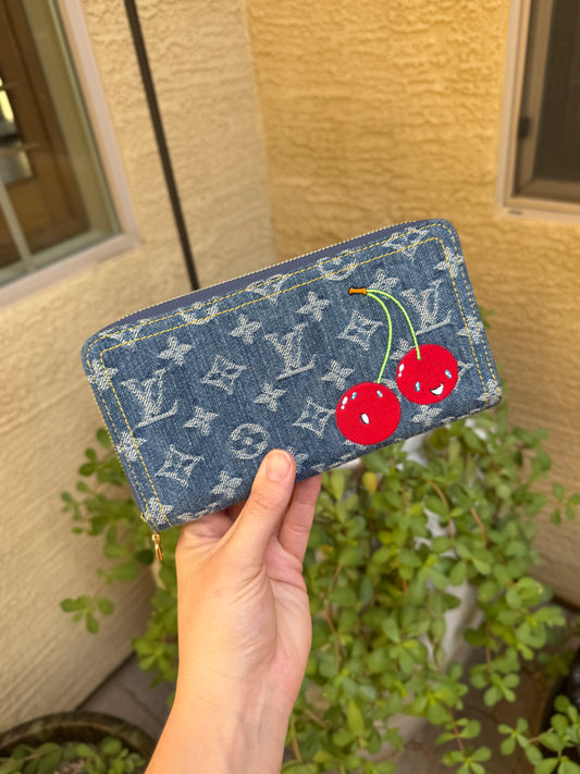 Louis Vuitton x Takashi Murakami Monogram Denim Cerises Zippy Wallet