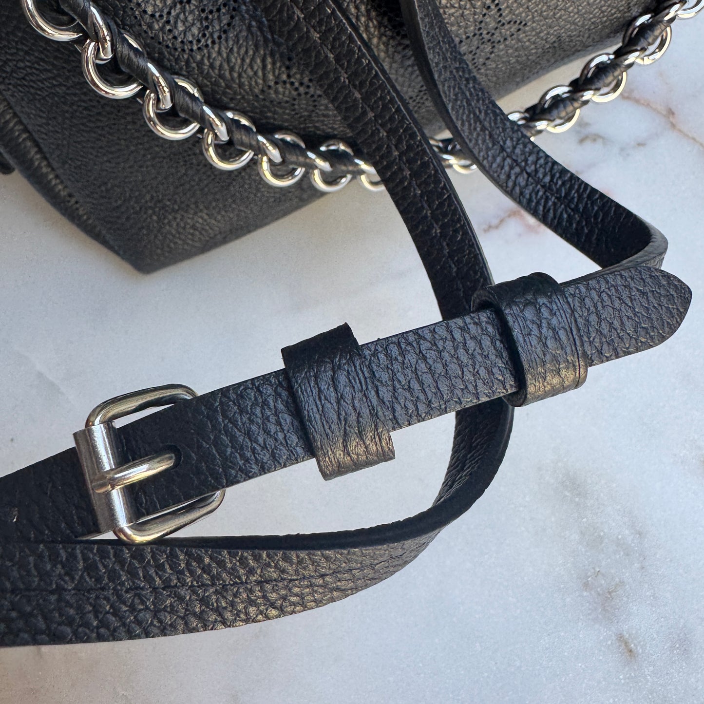 Louis Vuitton Mahina Leather Bella Drawstring Bucket Bag with Coin Pouch
