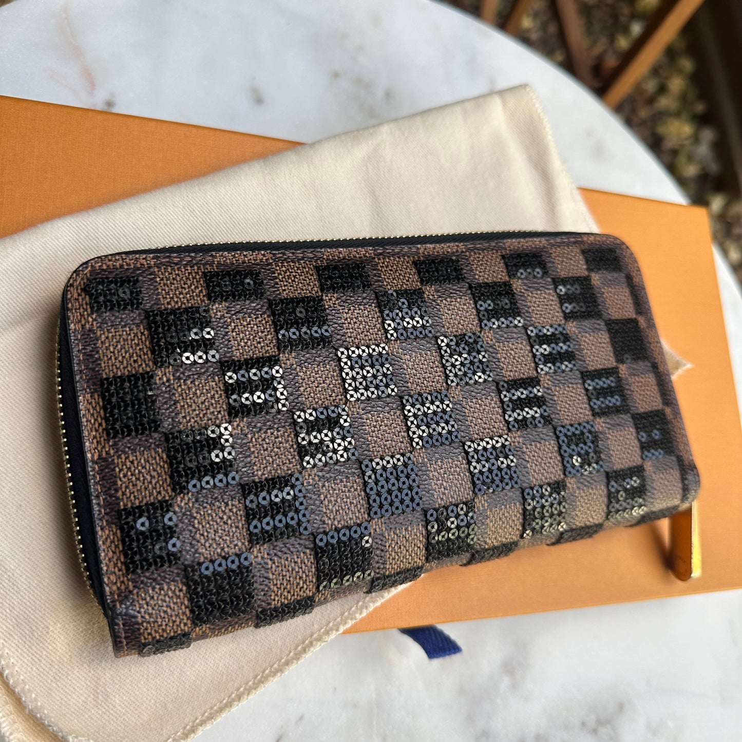 Louis Vuitton Damier Ebene Paillettes Zippy Wallet