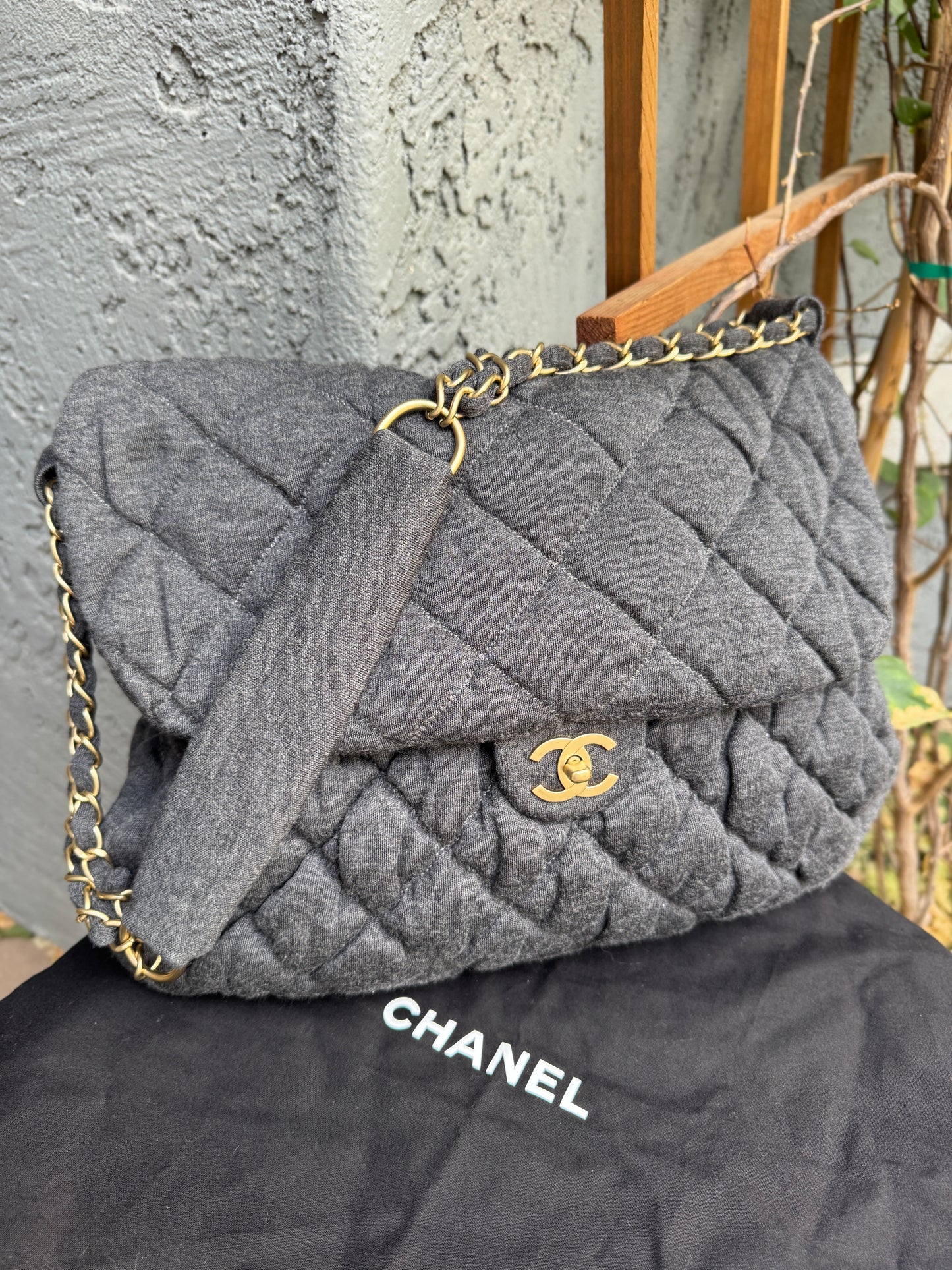 Chanel Maxi Jersey Bubble Single Flap Quilt Shoulder Bag