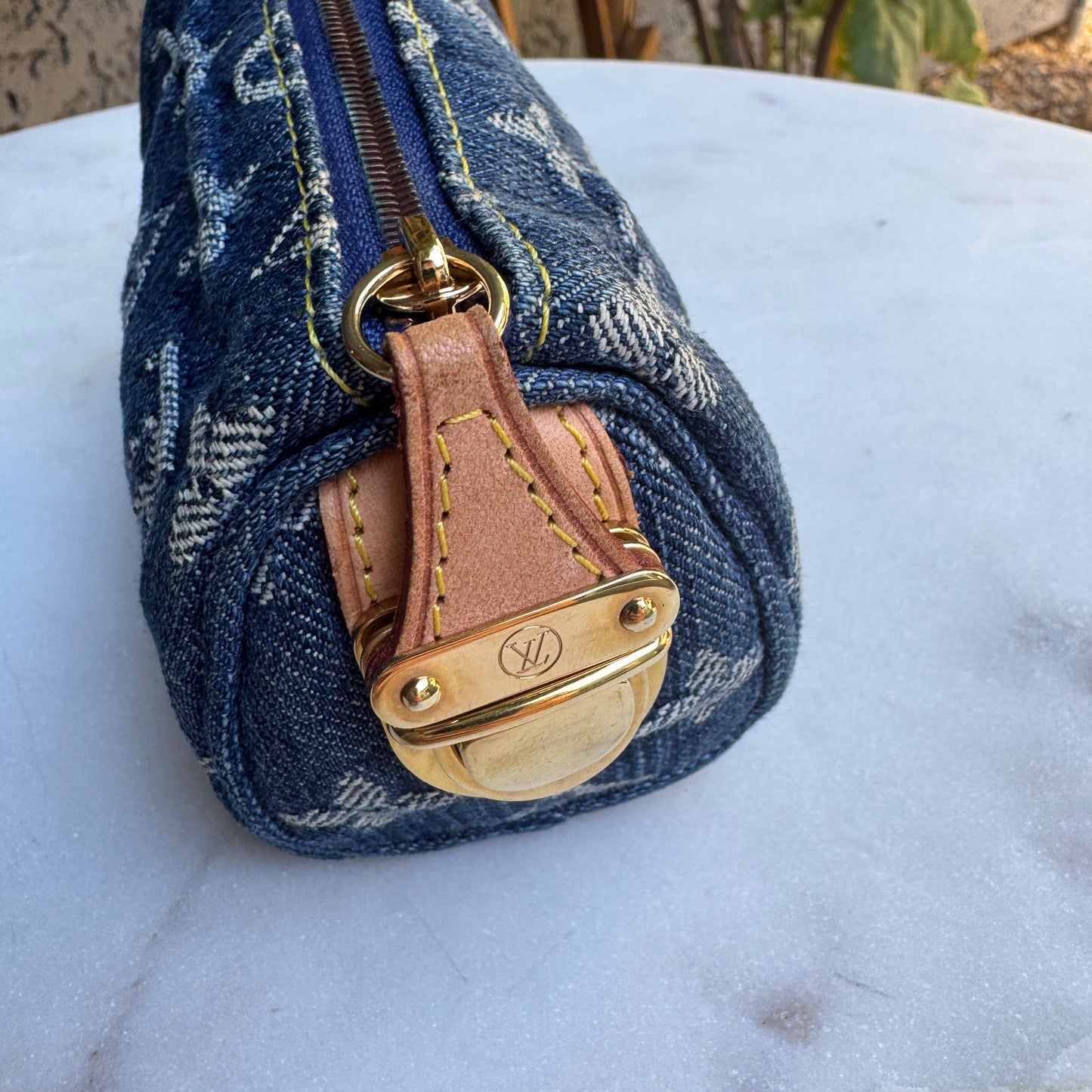 Louis Vuitton Vintage Monogram Denim Trousse Speedy Pouch