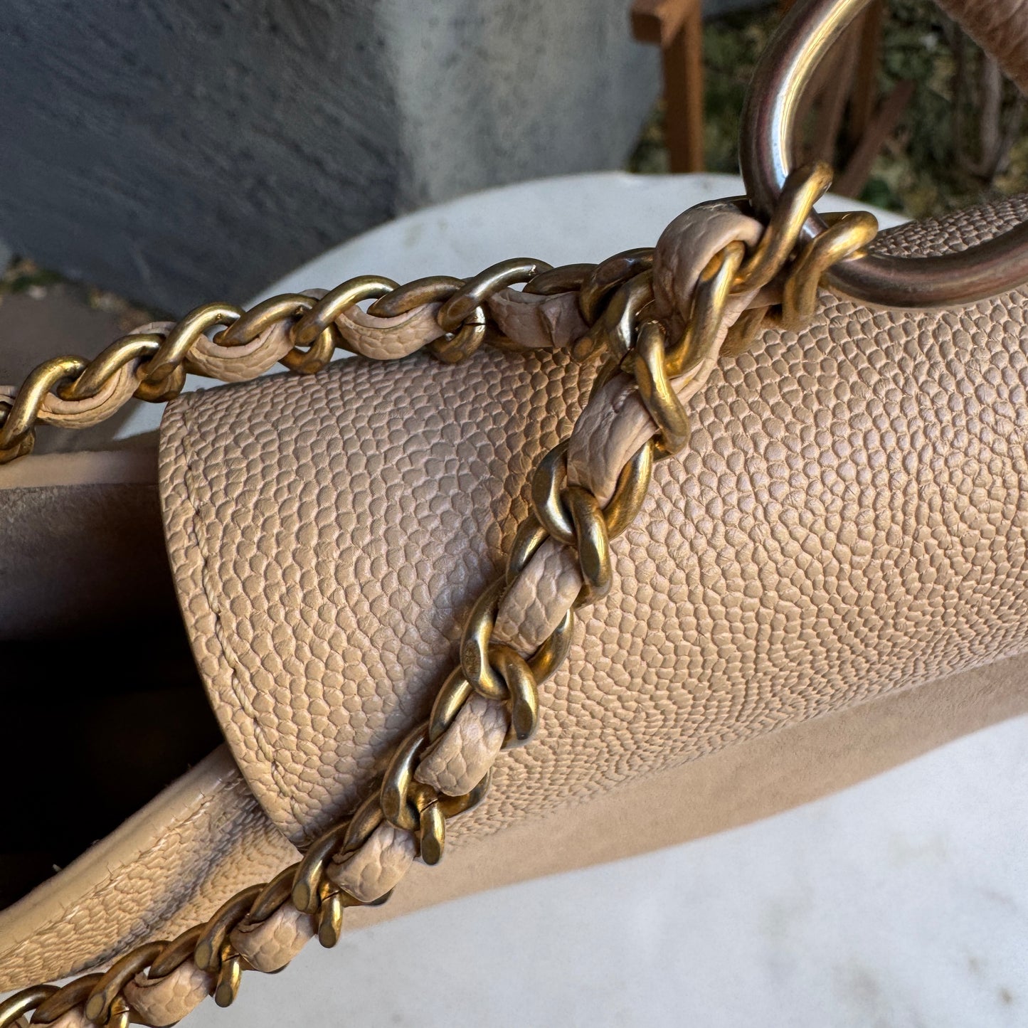 Chanel Moon Lock Perforated Diamond Caviar Leather Hobo