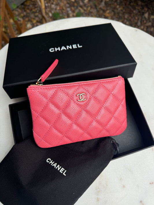 Chanel Caviar Leather O-Case Zipper Pouch Wallet