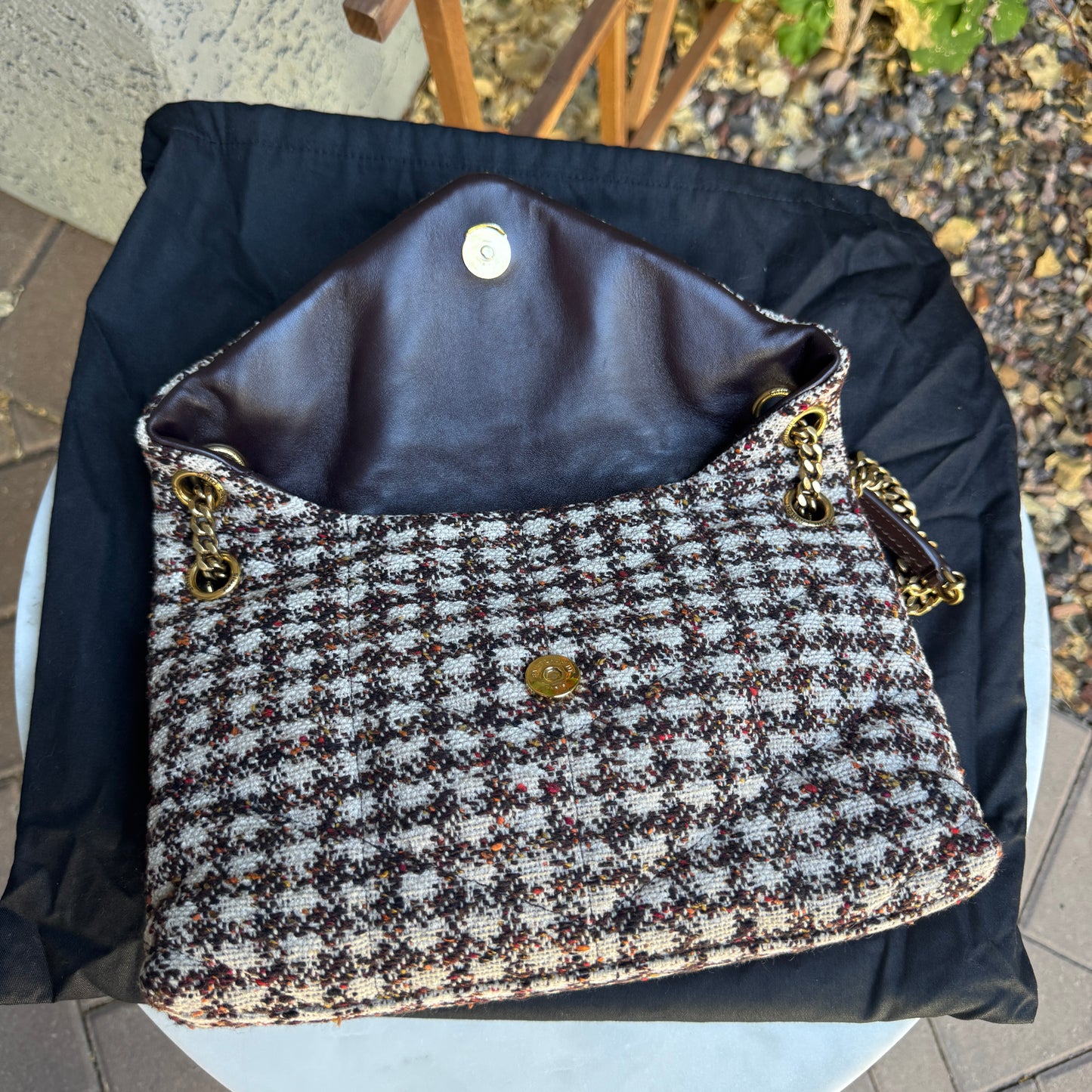 Saint Laurent Tweed Loulou Medium Monogram Puffer Shoulder Bag