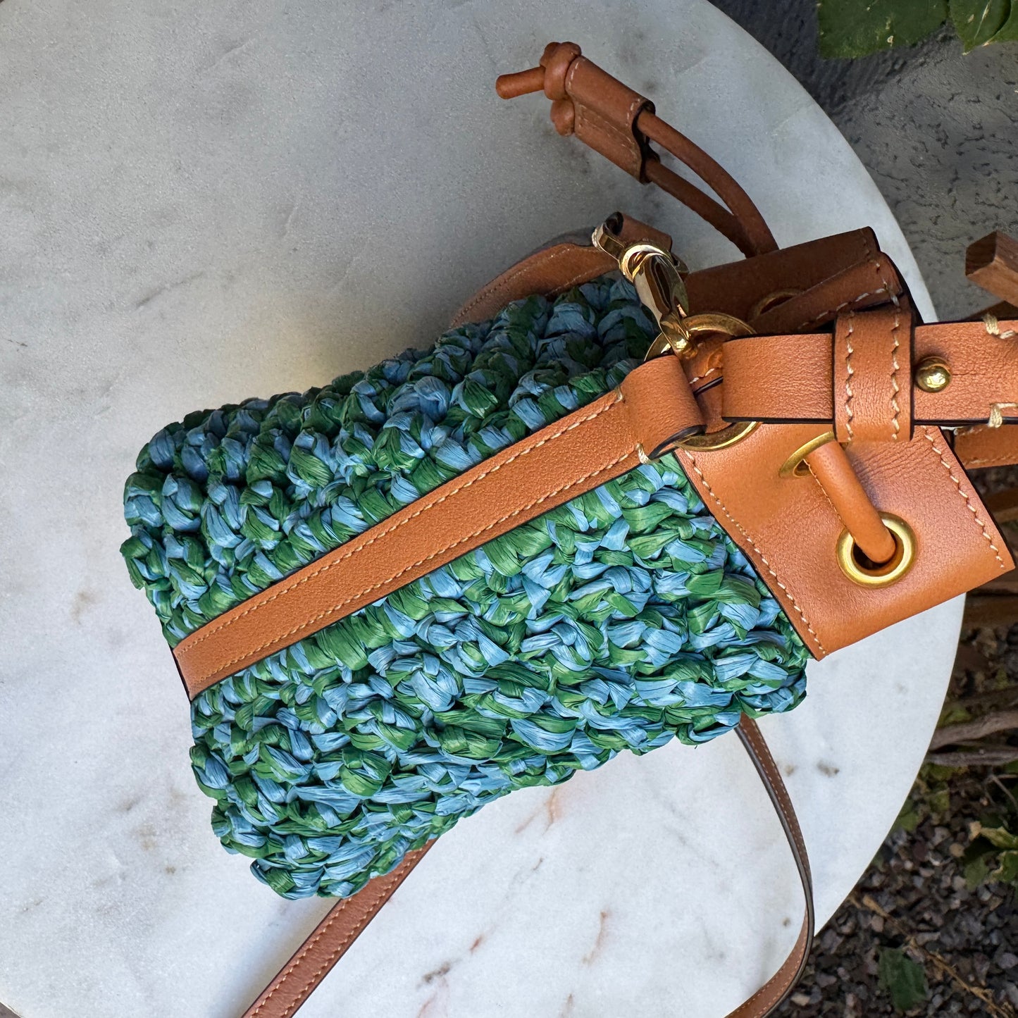 Valentino Garavani VLogo Signature Mini Raffia Bucket Bag